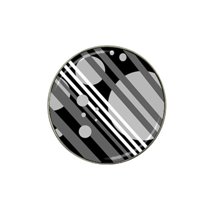 Gray lines and circles Hat Clip Ball Marker
