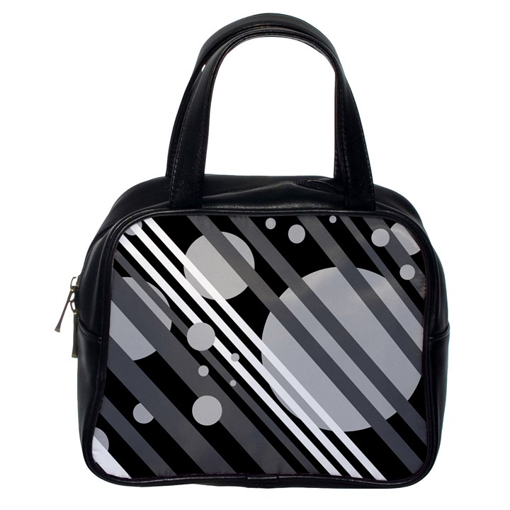 Gray lines and circles Classic Handbags (One Side)