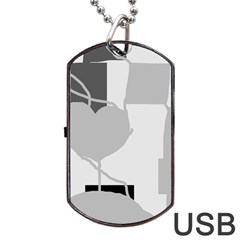 Gray Hart Dog Tag Usb Flash (two Sides)  by Valentinaart