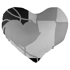 Gray Hart Large 19  Premium Heart Shape Cushions by Valentinaart