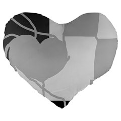 Gray Hart Large 19  Premium Flano Heart Shape Cushions by Valentinaart