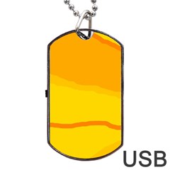 Yellow Decorative Design Dog Tag Usb Flash (two Sides)  by Valentinaart