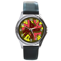 Abstract Design Round Metal Watch by Valentinaart