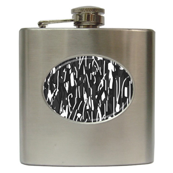 Black and white elegant pattern Hip Flask (6 oz)