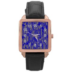 Plue Decorative Pattern  Rose Gold Leather Watch  by Valentinaart