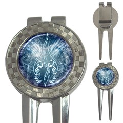 Music, Decorative Clef With Floral Elements In Blue Colors 3-in-1 Golf Divots by FantasyWorld7