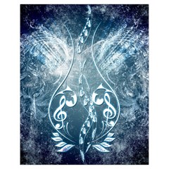 Music, Decorative Clef With Floral Elements In Blue Colors Drawstring Bag (small) by FantasyWorld7
