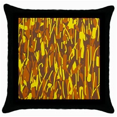 Yellow Pattern Throw Pillow Case (black) by Valentinaart