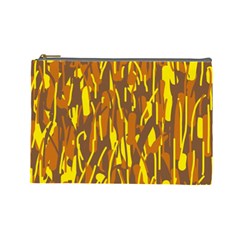 Yellow Pattern Cosmetic Bag (large)  by Valentinaart