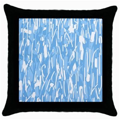 Blue Pattern Throw Pillow Case (black) by Valentinaart