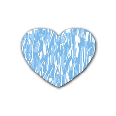 Blue Pattern Rubber Coaster (heart)  by Valentinaart