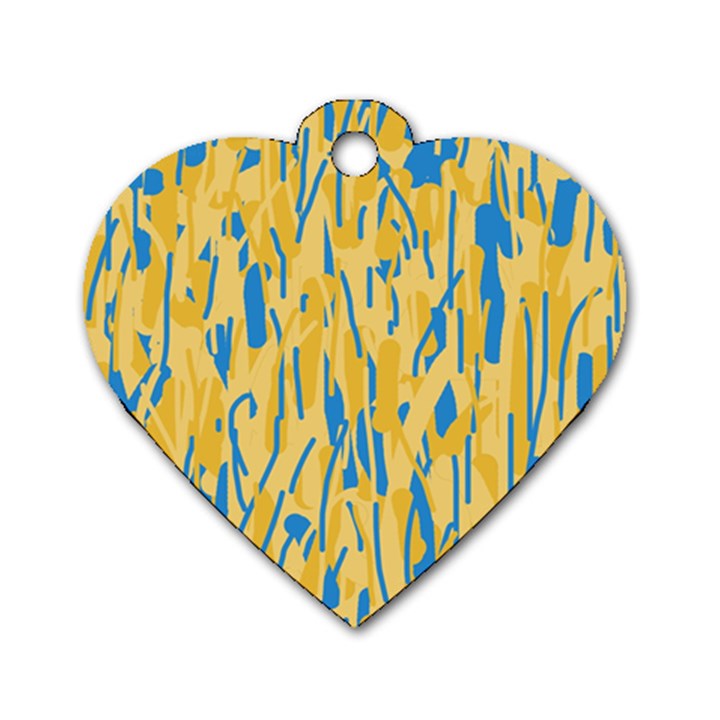 Yellow and blue pattern Dog Tag Heart (One Side)