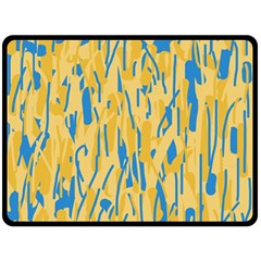 Yellow And Blue Pattern Double Sided Fleece Blanket (large)  by Valentinaart