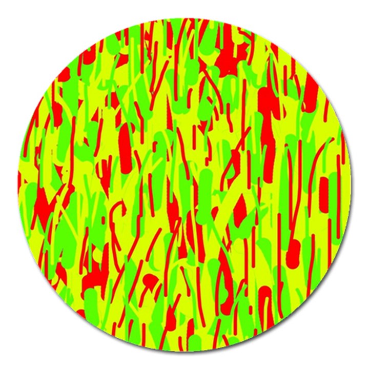 Green and red pattern Magnet 5  (Round)