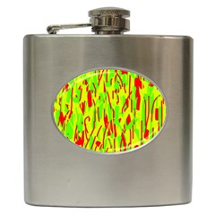 Green And Red Pattern Hip Flask (6 Oz)