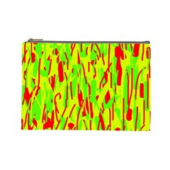 Green And Red Pattern Cosmetic Bag (large)  by Valentinaart