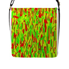 Green And Red Pattern Flap Messenger Bag (l)  by Valentinaart