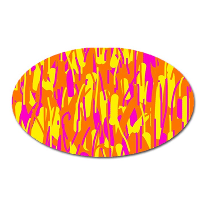 Pink and yellow pattern Oval Magnet