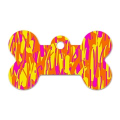 Pink And Yellow Pattern Dog Tag Bone (one Side) by Valentinaart