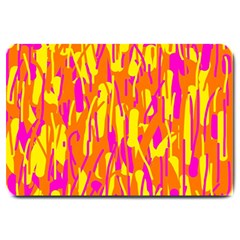 Pink And Yellow Pattern Large Doormat  by Valentinaart