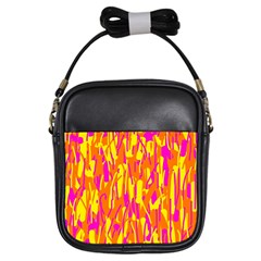 Pink And Yellow Pattern Girls Sling Bags by Valentinaart