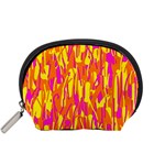 Pink and yellow pattern Accessory Pouches (Small)  Front