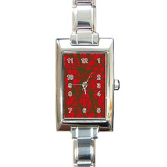 Red Pattern Rectangle Italian Charm Watch by Valentinaart