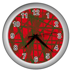Red Pattern Wall Clocks (silver) 