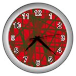 Red pattern Wall Clocks (Silver)  Front