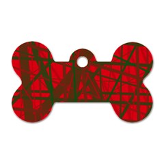 Red Pattern Dog Tag Bone (two Sides) by Valentinaart