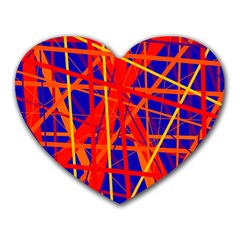 Orange And Blue Pattern Heart Mousepads by Valentinaart