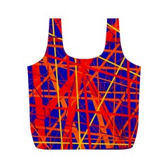 Orange And Blue Pattern Full Print Recycle Bags (m)  by Valentinaart