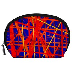 Orange And Blue Pattern Accessory Pouches (large) 