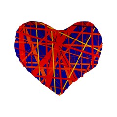 Orange And Blue Pattern Standard 16  Premium Flano Heart Shape Cushions by Valentinaart