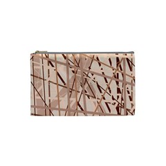 Brown Pattern Cosmetic Bag (small)  by Valentinaart