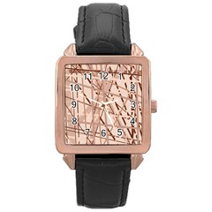 Brown Pattern Rose Gold Leather Watch  by Valentinaart