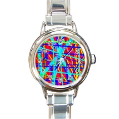 Colorful Pattern Round Italian Charm Watch by Valentinaart