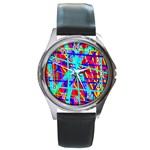 Colorful pattern Round Metal Watch Front
