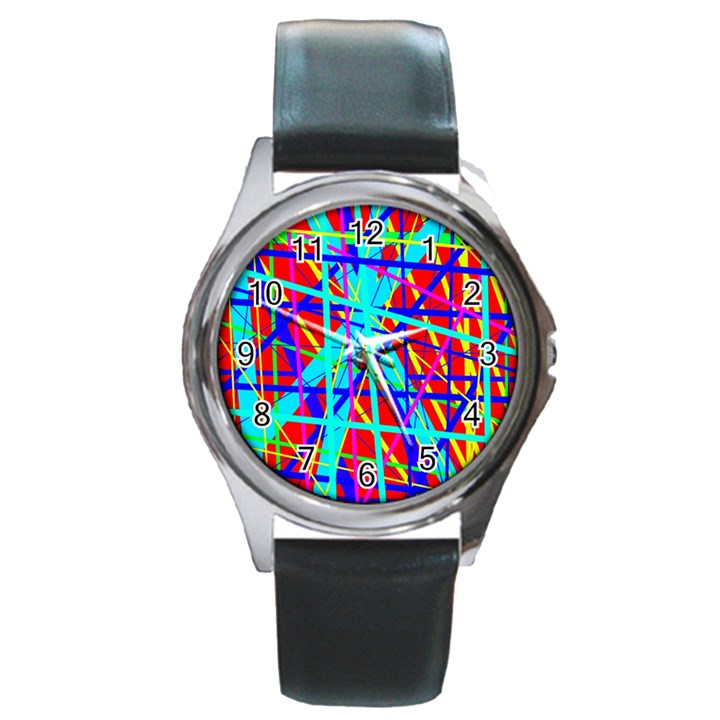 Colorful pattern Round Metal Watch