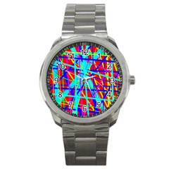 Colorful Pattern Sport Metal Watch by Valentinaart