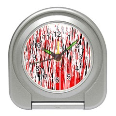 Red, Black And White Pattern Travel Alarm Clocks by Valentinaart