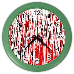 Red, Black And White Pattern Color Wall Clocks by Valentinaart