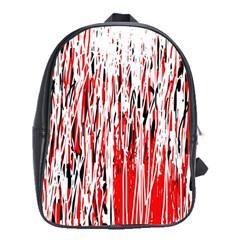 Red, Black And White Pattern School Bags (xl)  by Valentinaart