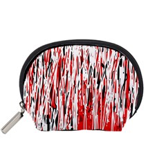 Red, Black And White Pattern Accessory Pouches (small)  by Valentinaart