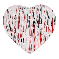 Red, Black And White Pattern Ornament (heart)  by Valentinaart