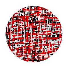 Red, White And Black Pattern Ornament (round)  by Valentinaart