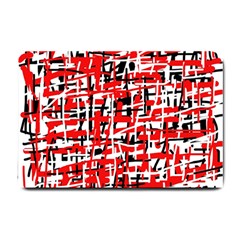 Red, White And Black Pattern Small Doormat  by Valentinaart