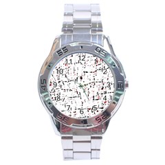 Red, White And Black Pattern Stainless Steel Analogue Watch by Valentinaart