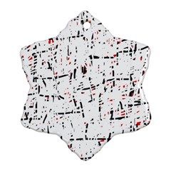 Red, White And Black Pattern Snowflake Ornament (2-side) by Valentinaart