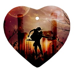 Dancing In The Night With Moon Nd Stars Heart Ornament (2 Sides) by FantasyWorld7